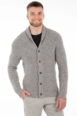 Cardigan tricot côtelé col châle