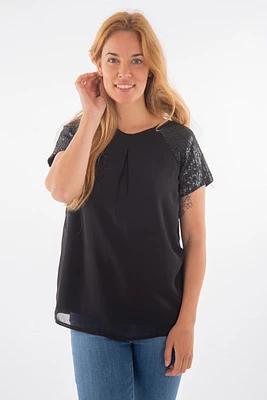 Blouse manches pailletées