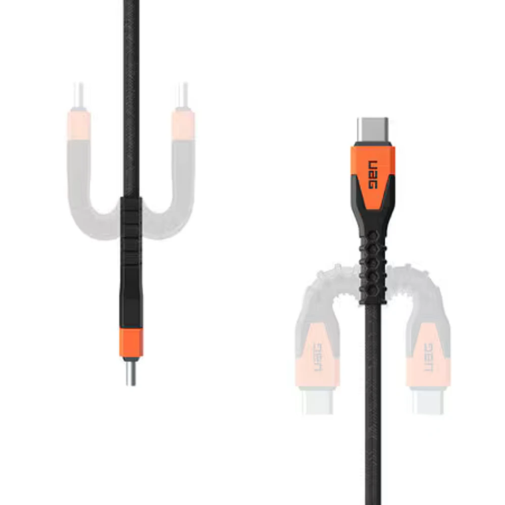 Rugged Kevlar Core USB-C to USB-C Charge/Sync Cable 5ft Black/Orange