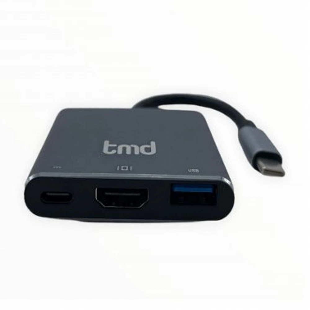 tmd USB-C to 4K HDMI Multifunction Adapter with Power Delivery + USB-A Port - Grey