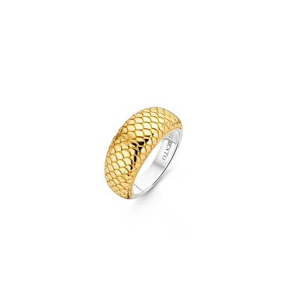 Snake Print Golden Wide Ring