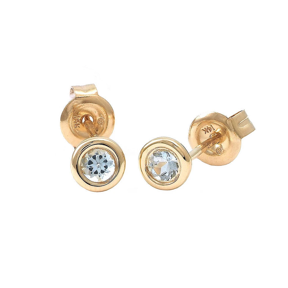 Birthstone Stud Earrings - Yellow Gold