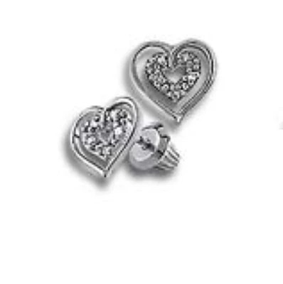 Open Heart Diamond Kids Stud Earrings