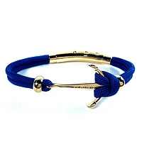 Anchor Beads Double Cord Clasp Steel Bracelet