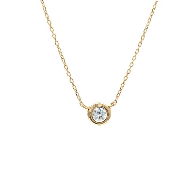Birthstone Bezel Set Stone Necklace - Yellow Gold
