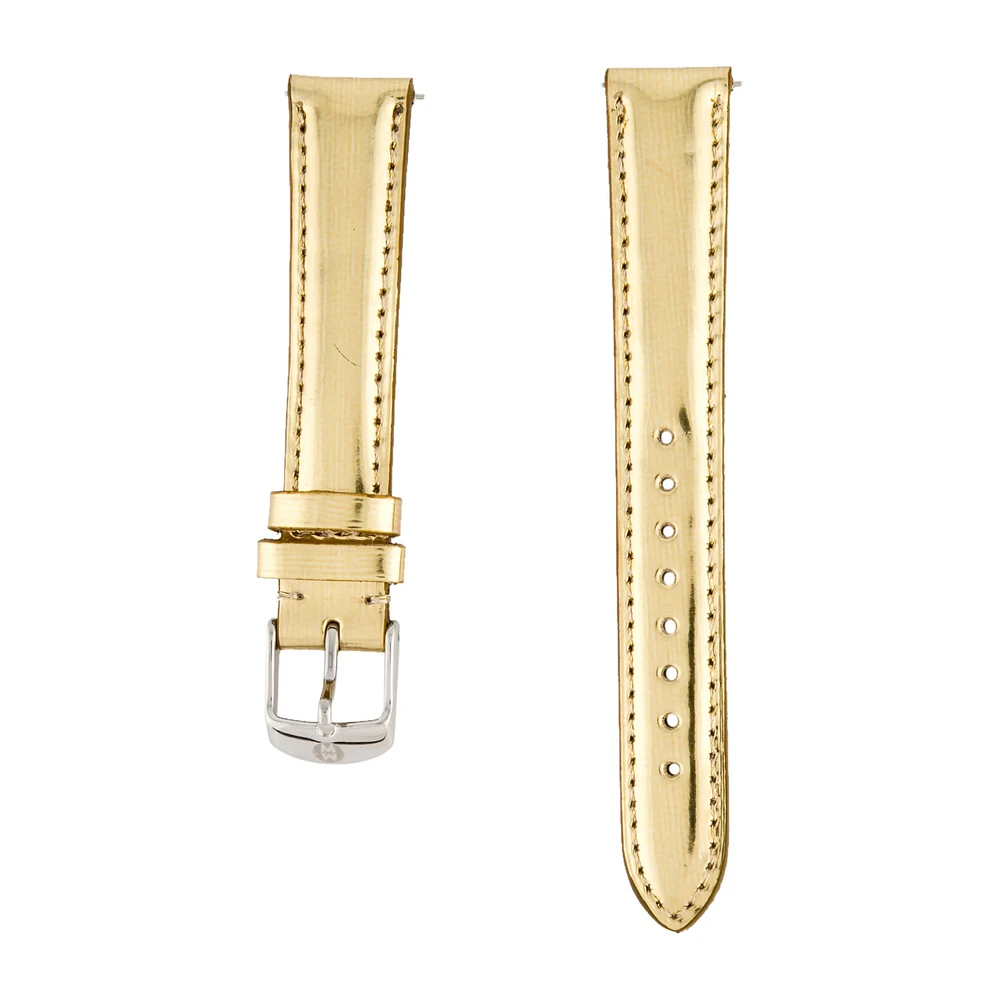 18MM Shiny Gold Leather Strap
