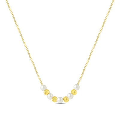 Pearl and Gold Bead Kids Necklace