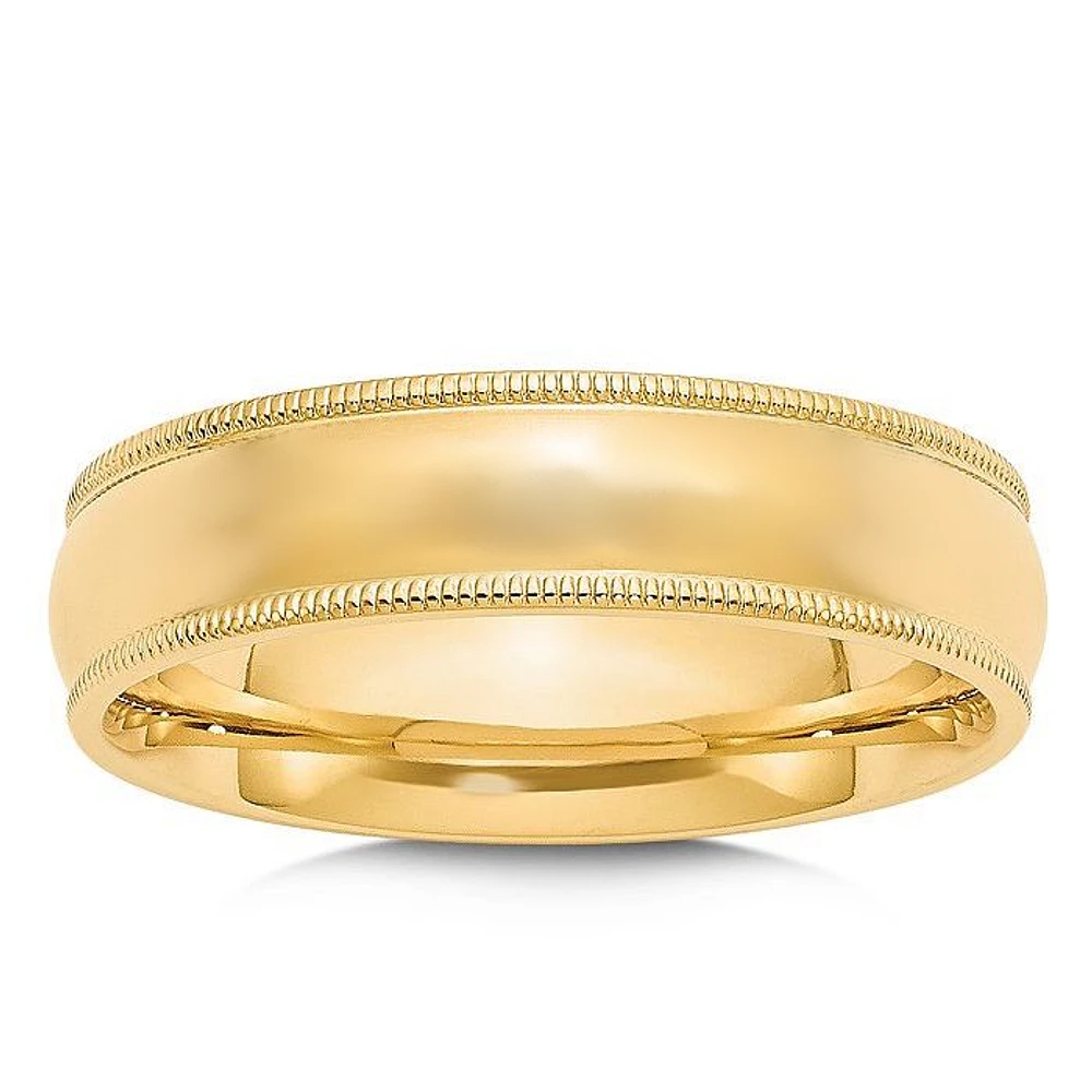 6mm Milgrain Brushed Wedding Band