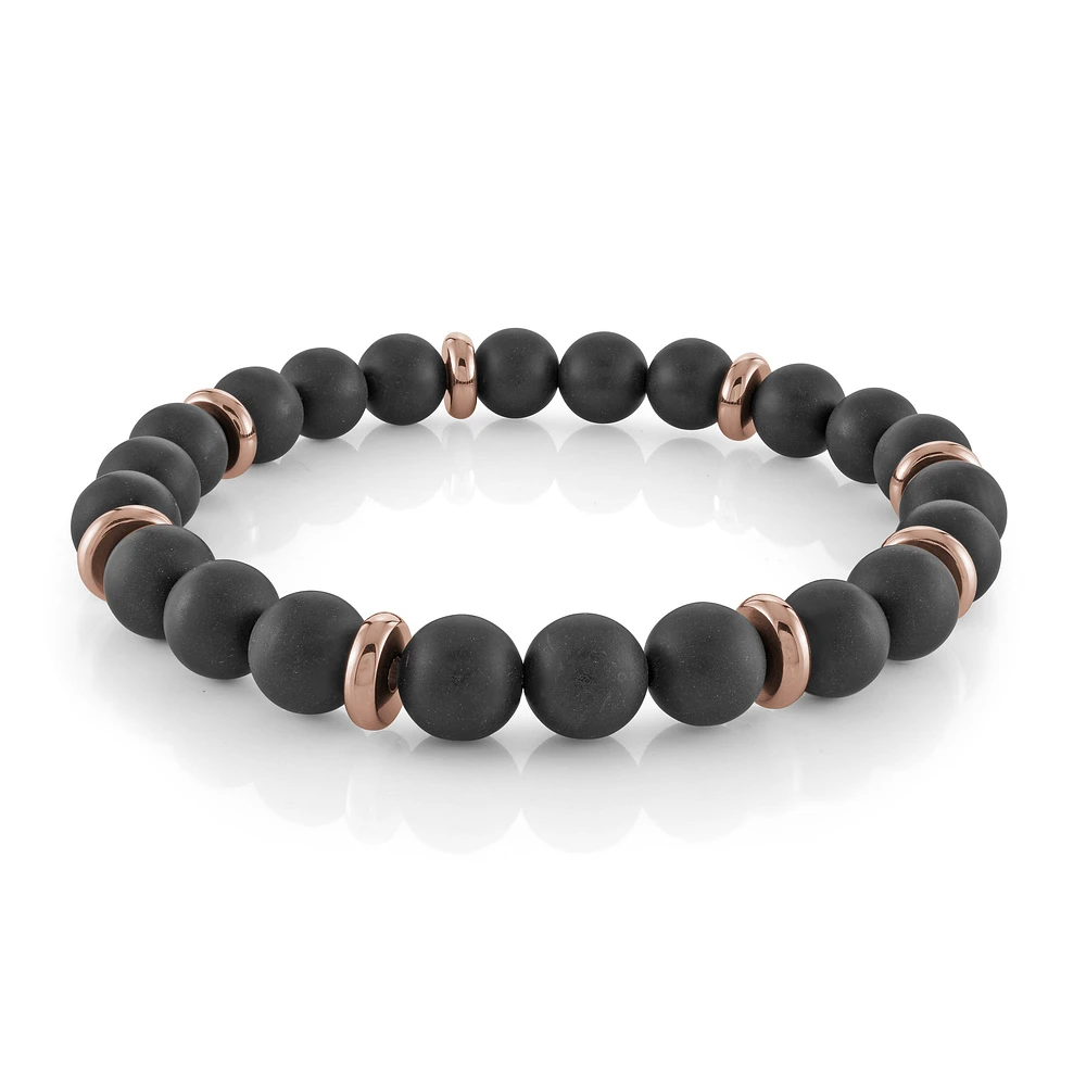 Rose Black 8mm Steel Bead Bracelet