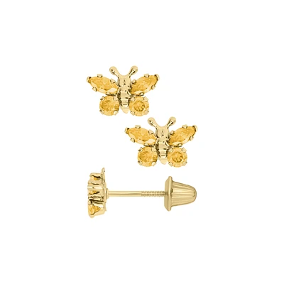 Birthstone Butterfly Kids Stud Earrings