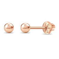 Rose Gold 3MM Kids Ball Earrings