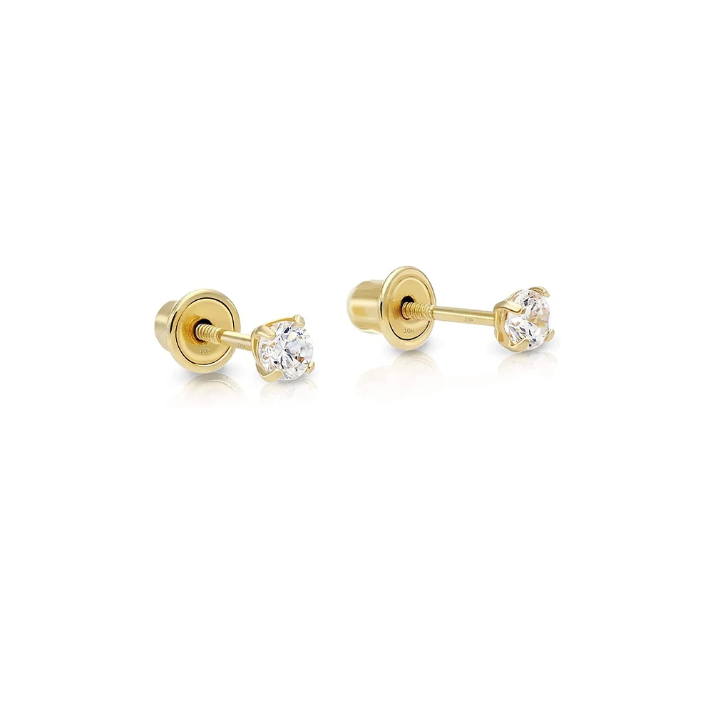 2MM Zirconia Yellow Gold Stud Earring