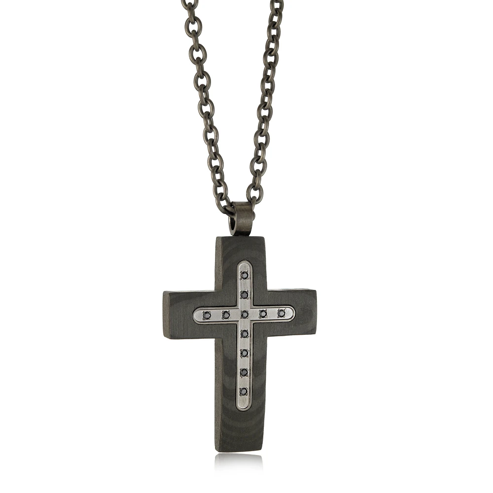Carbon Composie Black Zirconia Cross Necklace