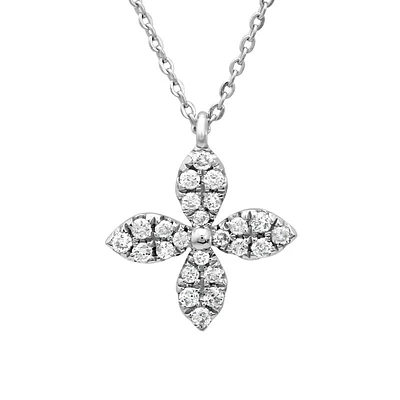 Clover Pave Diamonds Necklace 14KW