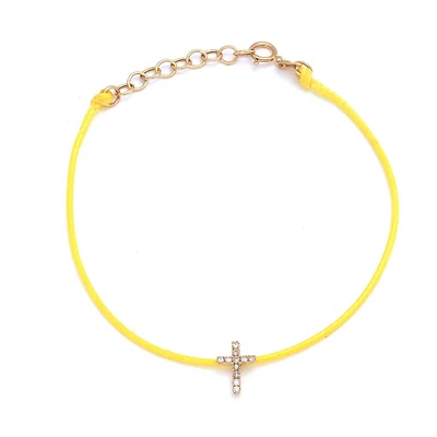 Cross Diamond Cord Bracelet