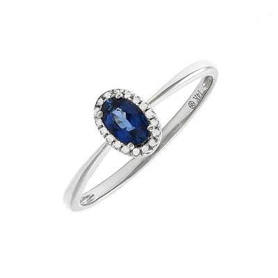 .38CT Oval Blue Sapphire and Diamond Halo Ring
