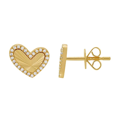 Fluted Heart Diamonds 10MM Stud Earrings