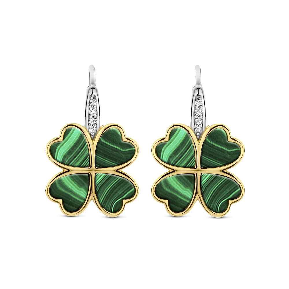 Clover Malachite Drop Earrings