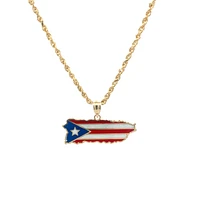 Puerto Rico Island Map Flag Pendant