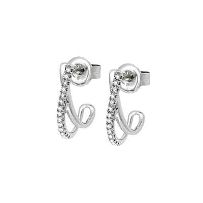 White Gold Crossover Diamond Earrings