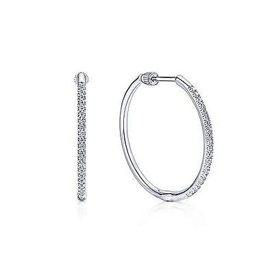 25MM Diamond White Gold Hoop Earrings
