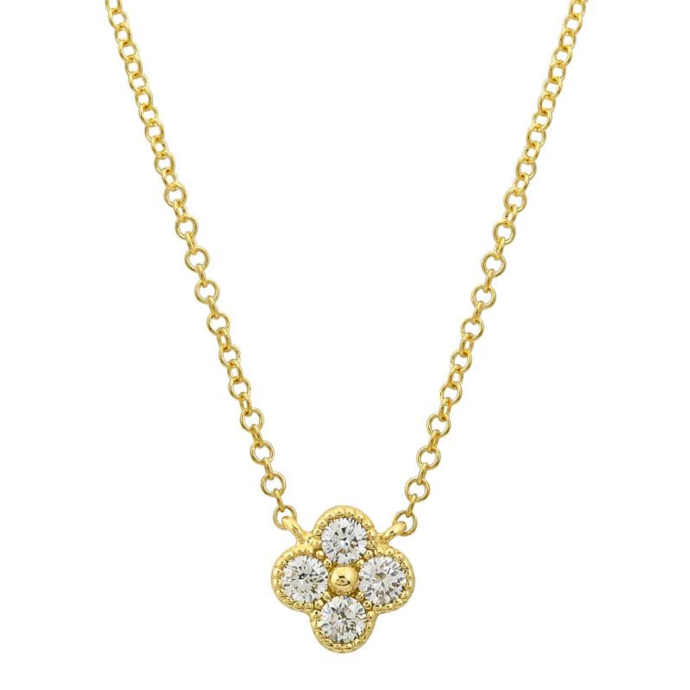 Clover Diamond Yellow Gold Necklace