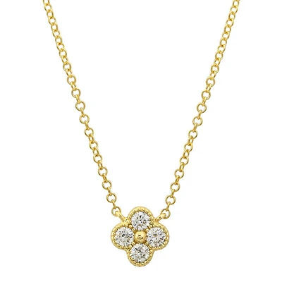 Clover Diamond Yellow Gold Necklace