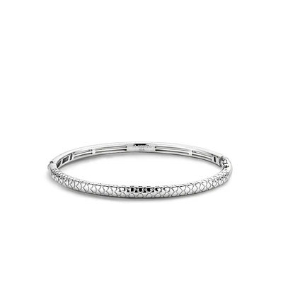 Snake Print Skinny Silver Bangle Bracelet