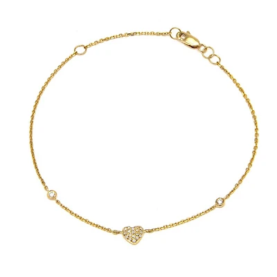 Heart Pave Diamond Bracelet