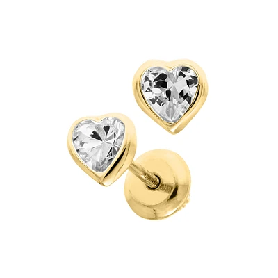 Birthstone Heart Kids Stud Earrings