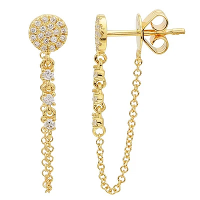 Pave Stud Chain Earrings