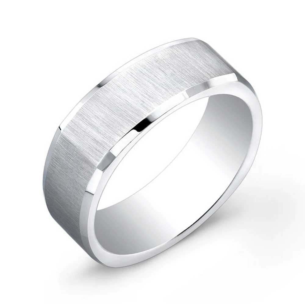 Cobalt Satin Center Square 7mm Ring