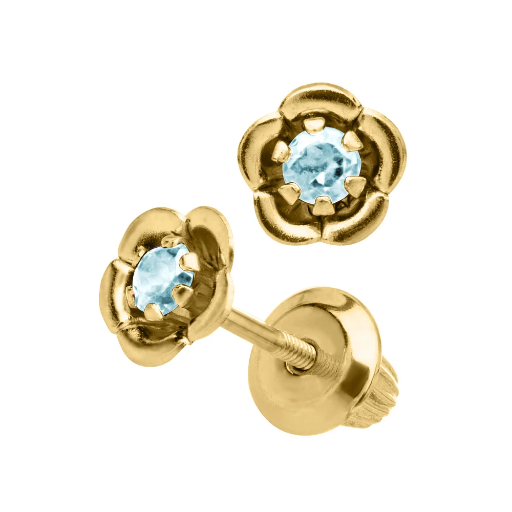 Birthstone Flower Kids Stud Earrings - December