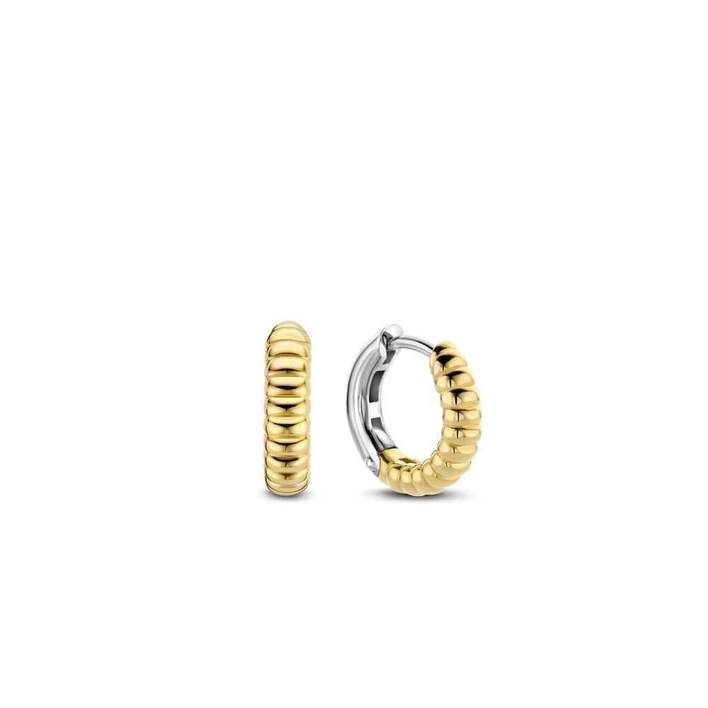 Ribbed Skinny Golden Huggie Earrings