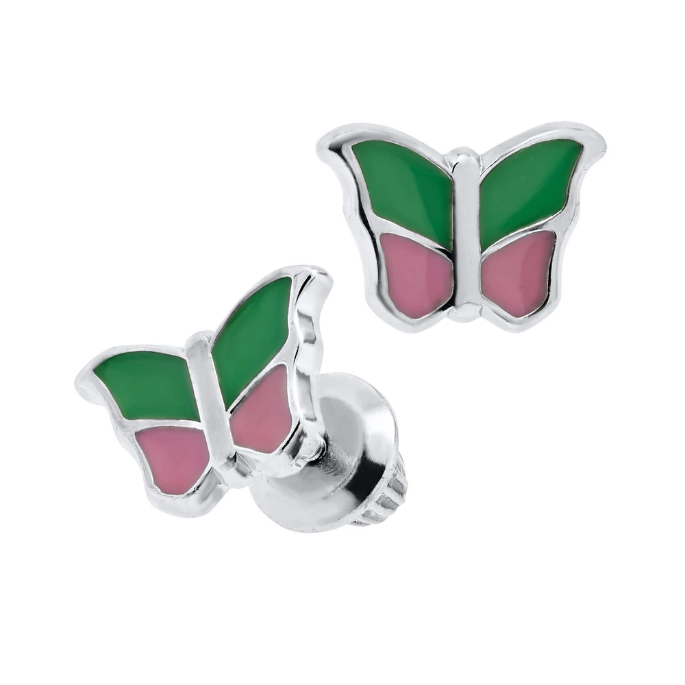 Kids Butterfly Silver Earrings