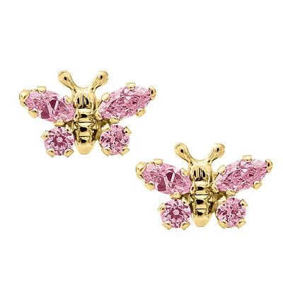 Pink Butterfly Stud Earrings