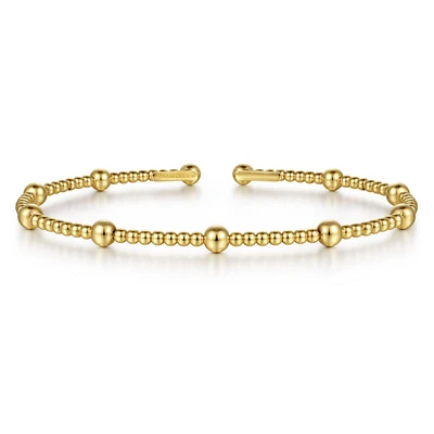 Beaded Yellow Gold Bangle Bracelet