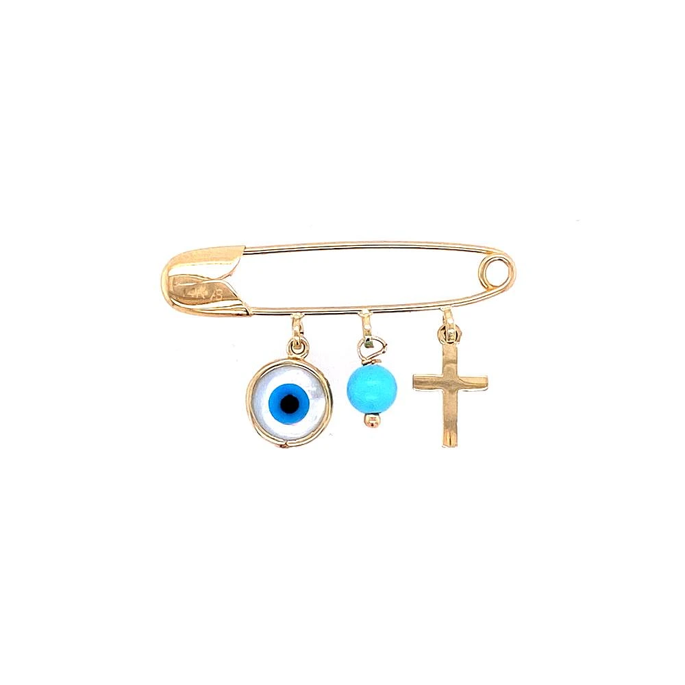 Evil Eye Cross and Colored Stone Baby Pin