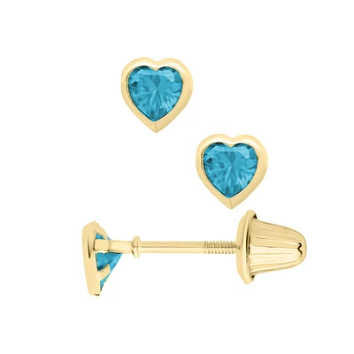 Birthstone Heart Kids Stud Earrings - December