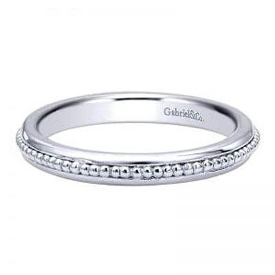 White Gold Beaded Line Ring
