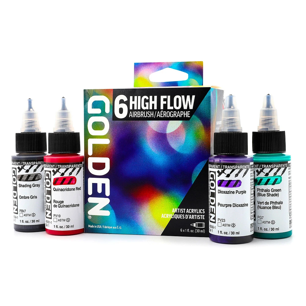 Ensemble aérographie acrylique High Flow - 6 pièces