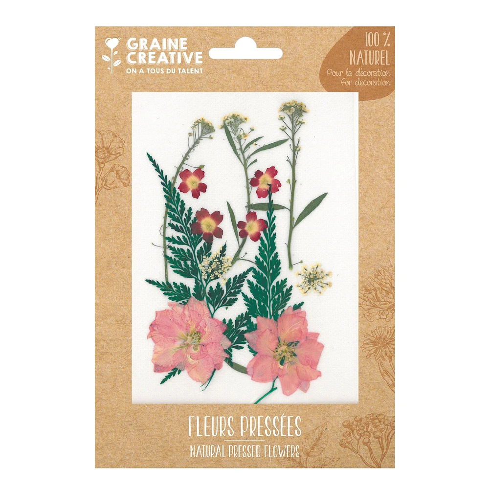 Natural Pressed Flowers - Red Meadow, 13 Pieces