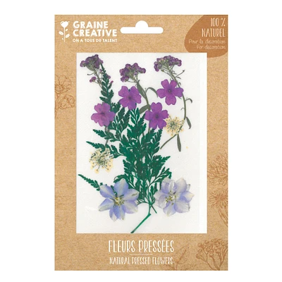 Natural Pressed Flowers - Purple Meadow, 13 Pieces
