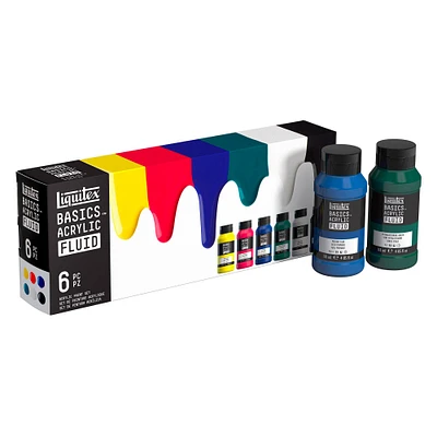 Basics Fluid Acrylic Kit - Low Viscosity, Assorted Colours