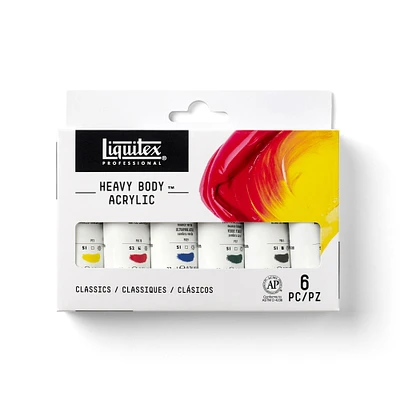 Heavy Body Acrylic - High Viscosity, Classic Colours, 6 Pieces