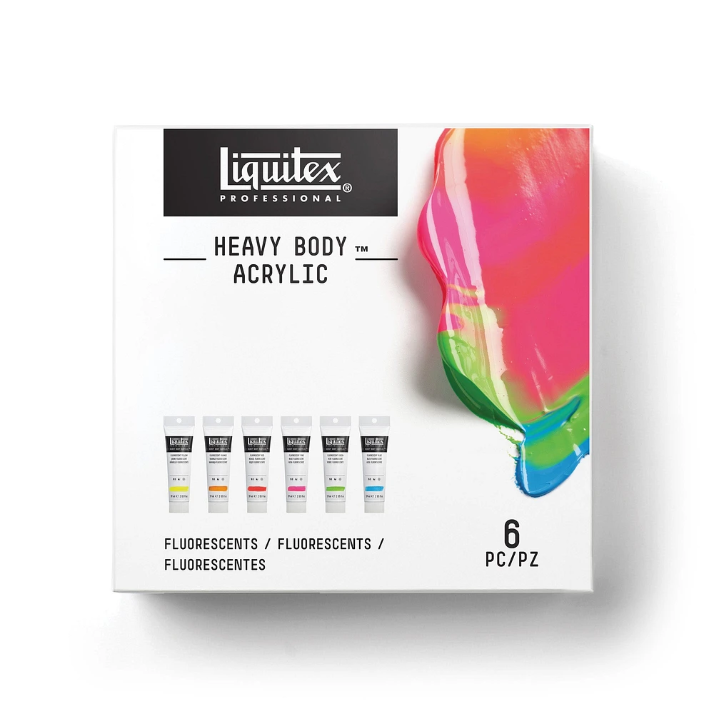 Ensemble acrylique Heavy Body - couleurs fluorescentes, 6 pièces