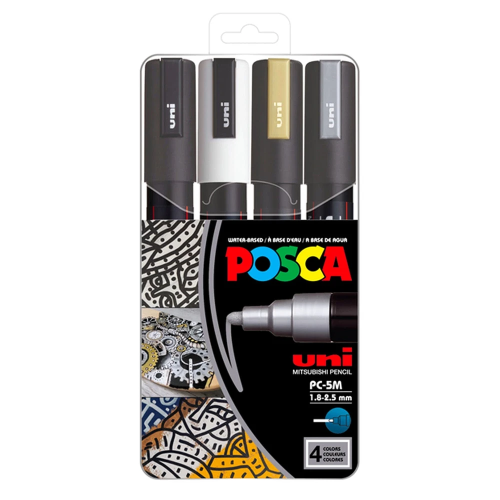 Paint Markers - PC-5M Medium Tip, Metallic Colours, 4 Pieces
