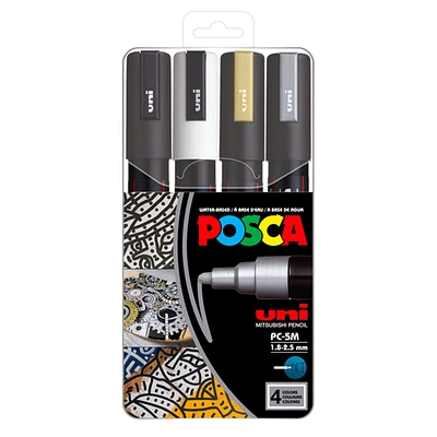 Paint Markers - PC-5M Medium Tip, Metallic Colours, 4 Pieces