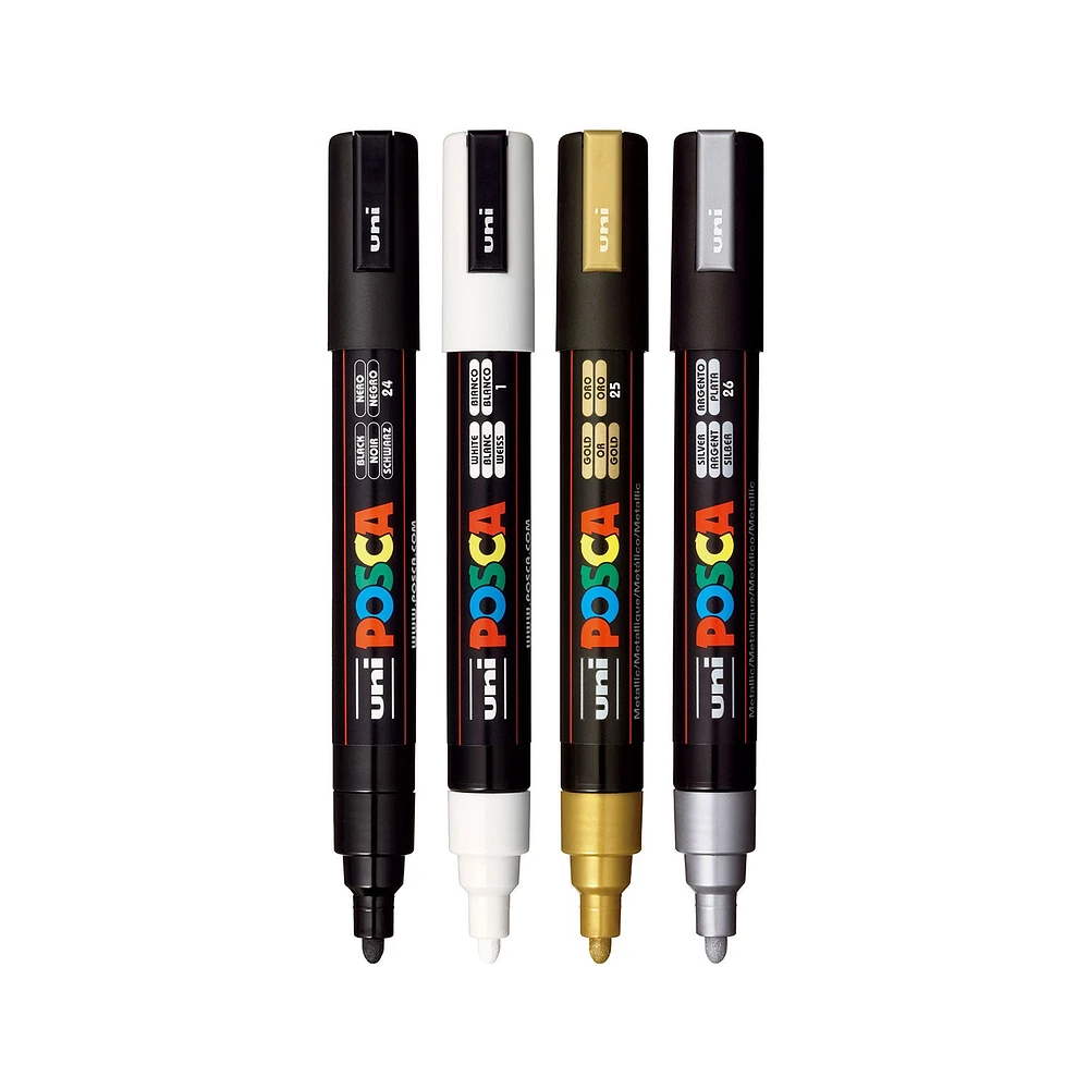 Paint Markers - PC-5M Medium Tip, Metallic Colours, 4 Pieces
