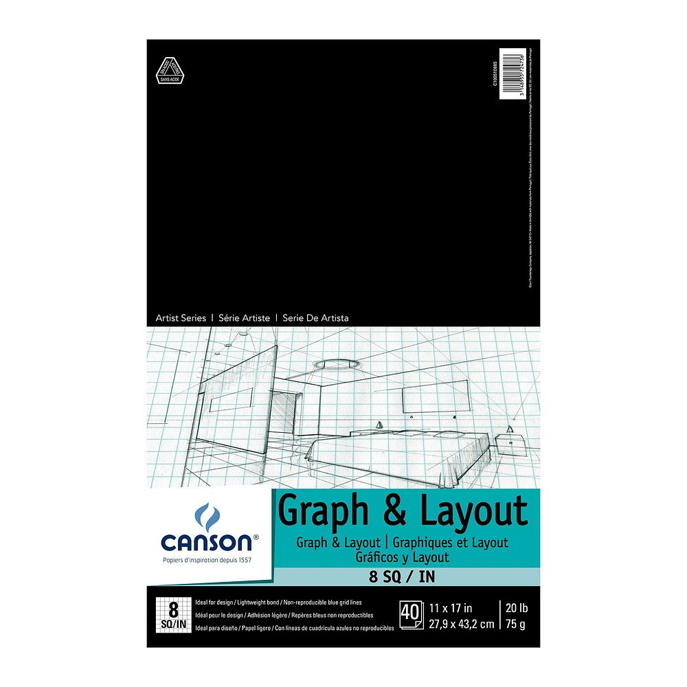 Bloc papier quadrillé Graphiques & Layout - 8/8 po